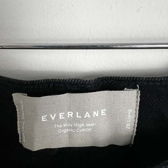 NEW Everlane Black Cotton The Way-High In Coal Raw Hem Straight Leg Jeans 28T - Picture 11 of 12